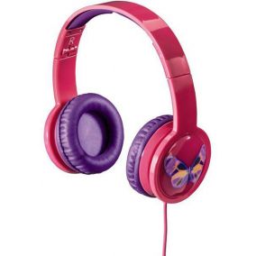 HAMA Blink n Kids Headphones Over Ear Sound Limiting Technology Flashing Effect Pink