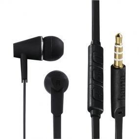 HAMA  Joy headphones, in-ear, microphone, flat ribbon cable, black