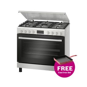 BOSCH Cooker Freestanding 5 Gas Convectional Full Safety Steel 90CM